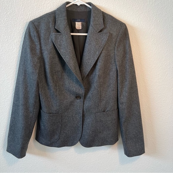 J. Crew Jackets & Blazers - J. Crew Tailored Grey single Button  Wool Blazer Fully Lined Size 6